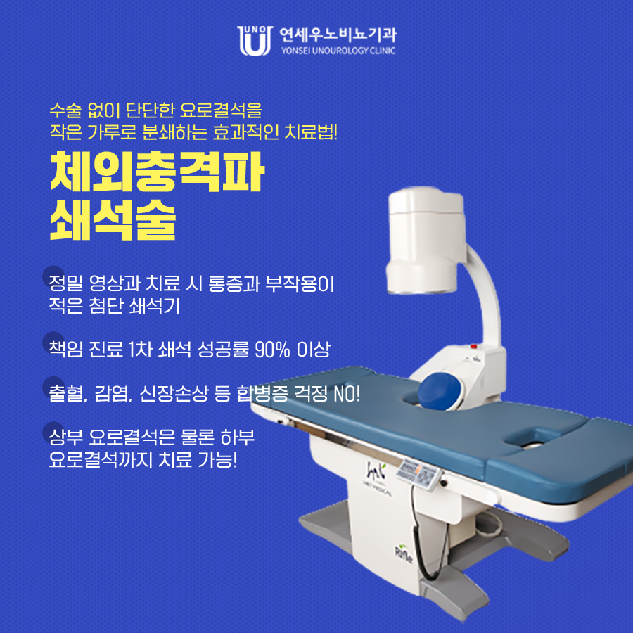 요로결석 체외충격파 쇄석술 ESWL 연세우노비뇨기과 치료